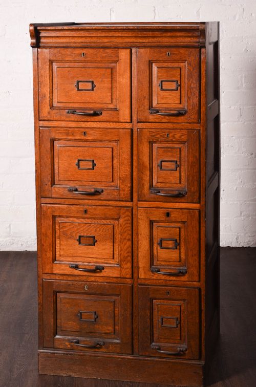 A Rare 8 Drawer Oak Filing Cabinet