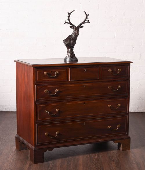 Georgian Inlaid  3 Over 3 Mahogany Chest of Drawers