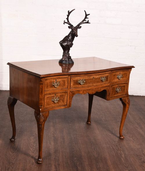 Walnut Inlaid Serpentine Front Desk