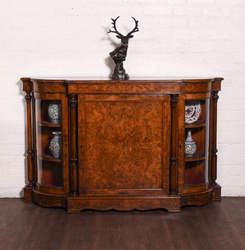 Stunning Victorian Inlaid Burr Walnut Credenza