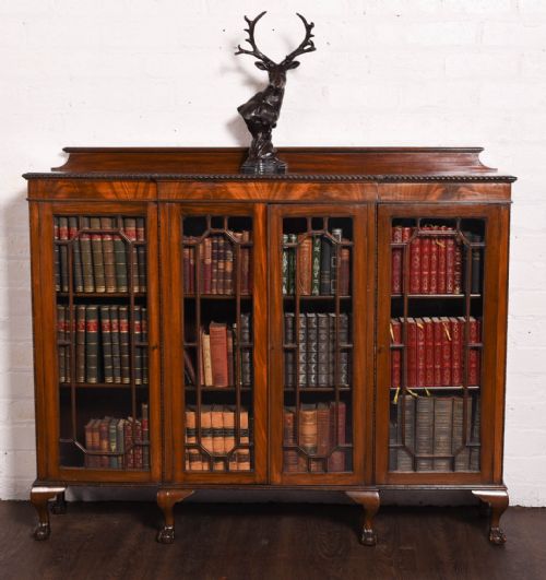 Edwardian Mahogany  Breakfront 4 Door Bookcase