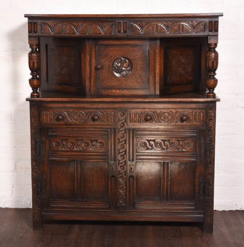 Impressive Carved Oak Court Cupboard