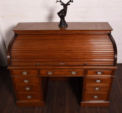 Stunning Mahogany Roll Top Desk by Maple and Co London