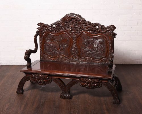 Impressive Carved Japanese Bench
