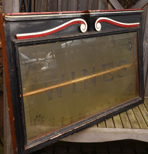 Edwardian Bar Window Etched with Wines