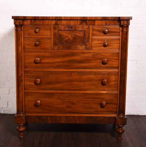 Stunning Scottish Victorian Mahogany Column Chest of Drawers