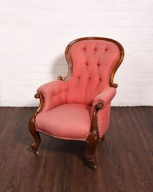 Victorian Button Back Mahogany Arm Chair