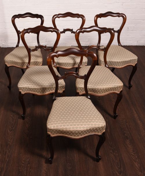 Stunning Set of Six Victorian Cabriole Leg Chairs
