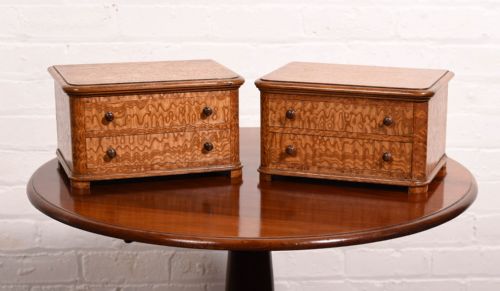 A Pair of Victorian Miniature Chest of Drawers Made from Hungarian Ash