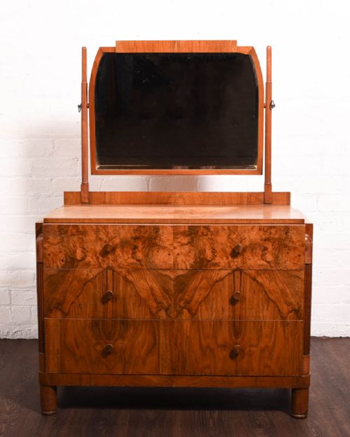 Striking Walnut Art Deco Dressing Chest Made by Wylie and Lochhead Glasgow