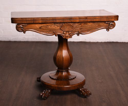 Stunning William IV  Rosewood Fold Over Card Table