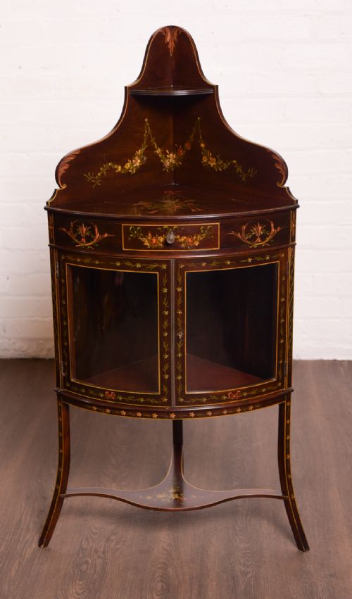 Stunning Hand Painted Bowfronted Corner Display Cabinet
