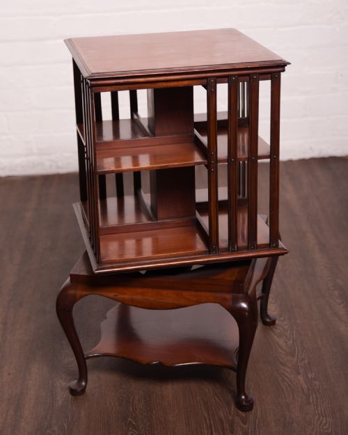Fantastic Edwardian Inlaid Mahogany Revolving Bookcase