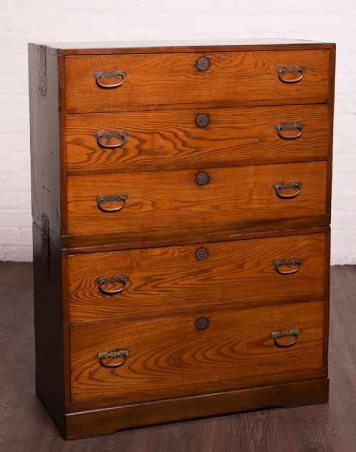 19th Century Japanese Elm Tansu Chest of Drawers