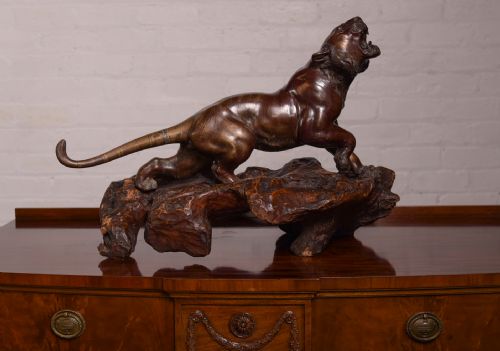 Outstanding 19th Century Signed Japanese Bronze Tiger