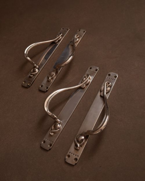 2 Pair of Fabulous Silver Plated Art Nouveau Movement Door Handles