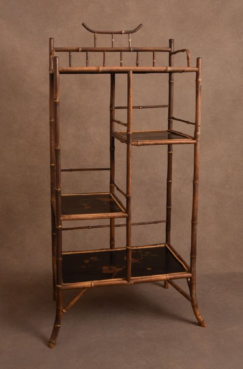 Edwardian Japanese Bamboo and Lacquer Stand