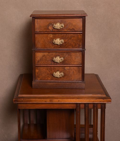 Edwardian Burr Walnut 4 Drawer Miniature Chest