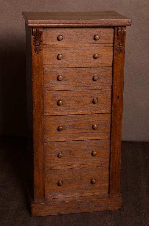 Victorian 7 Drawer Oak Wellington Chest