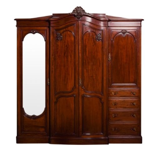 Exhibition Quality Edwardian Breakfront Mahogany Wardrobe