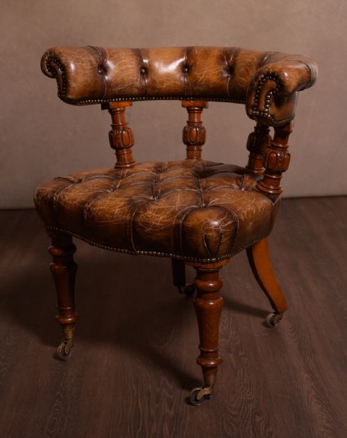 Fabulous Victorian Mahogany and Leather Desk Chair