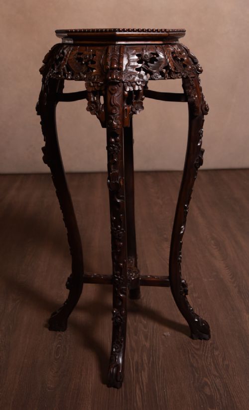 19th Century Chinese Carved Hardwood Jardiniere Stand