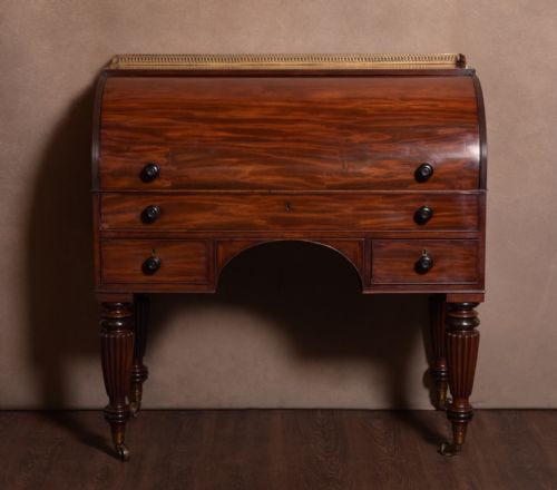 Superb Victorian Mahogany Cylinder Writing Desk