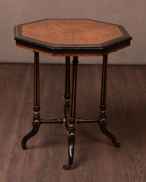 Superb Victorian Ebony and Amboyna Wood  Occasional Table