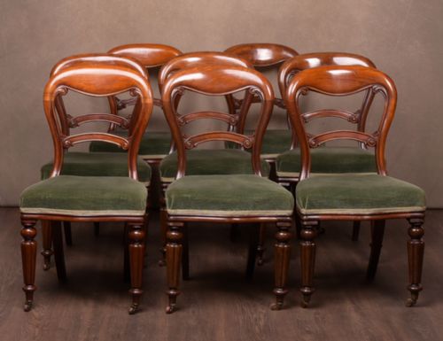 Set of 8 Victorian Fantastic Quality Mahogany Balloon Back Chairs