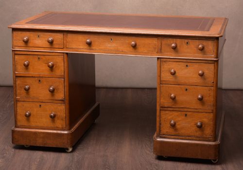 Victorian Oak Pedestal Writing Desk