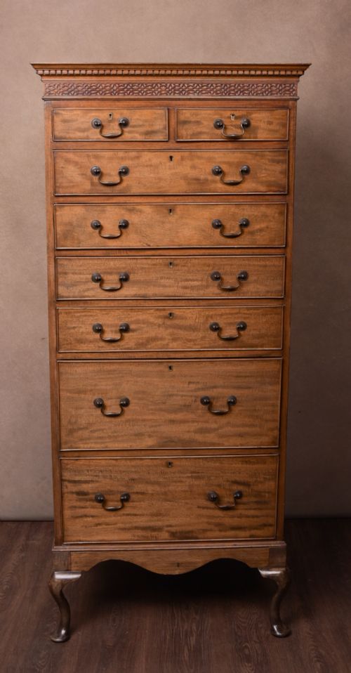 Unusual Edwardian Mahogany Tallboy