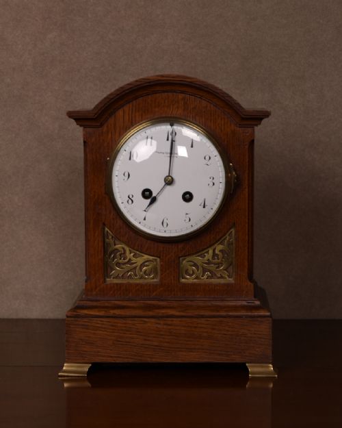 Edwardian Oak Mantel Clock by Hamilton and Inches of Edinburgh