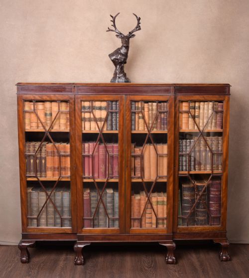 Edwardian Mahogany 4 Door Break Front Bookcase