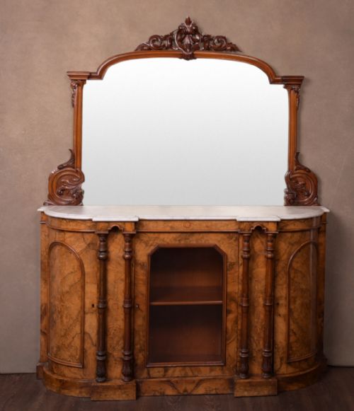 Fabulous Victorian Walnut Mirror Back Credenza