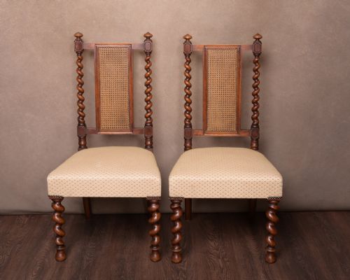 Attractive Pair of Barley Twist Hall Chairs