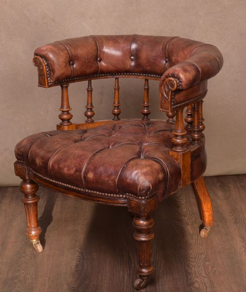 Victorian Oak Chesterfield Style Desk Chair
