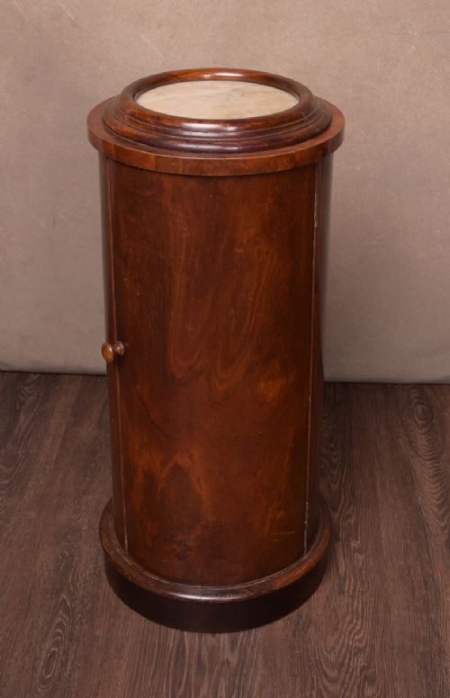 Victorian Mahogany Marble Top Cylindrical Bedside Cabinet