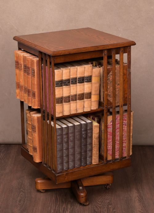 Edwardian Oak Revolving Bookcase
