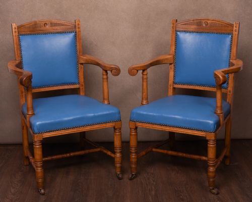 Pair of Edwardian Walnut Desk Chairs