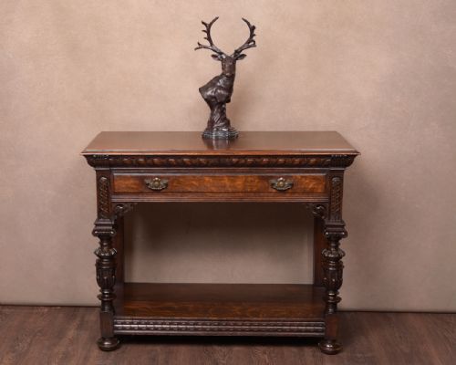 Edwardian Carved Oak Hall / Console Table