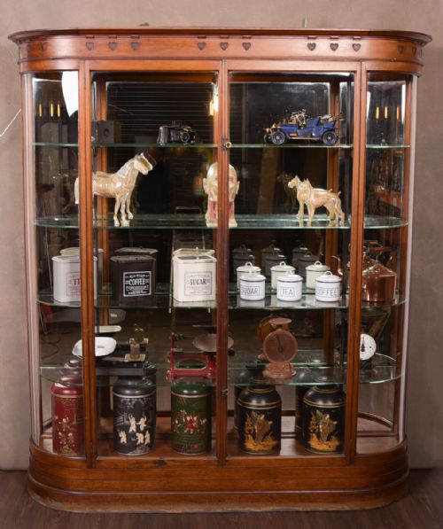 Outstanding Mahogany Edwardian Bow Sided Shop Fitting