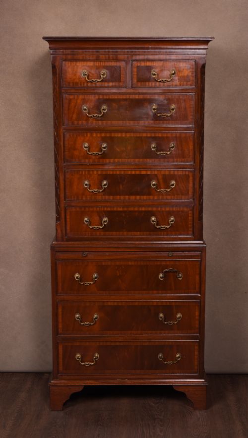 Edwardian Mahogany Chest on Chest of Small Proportions