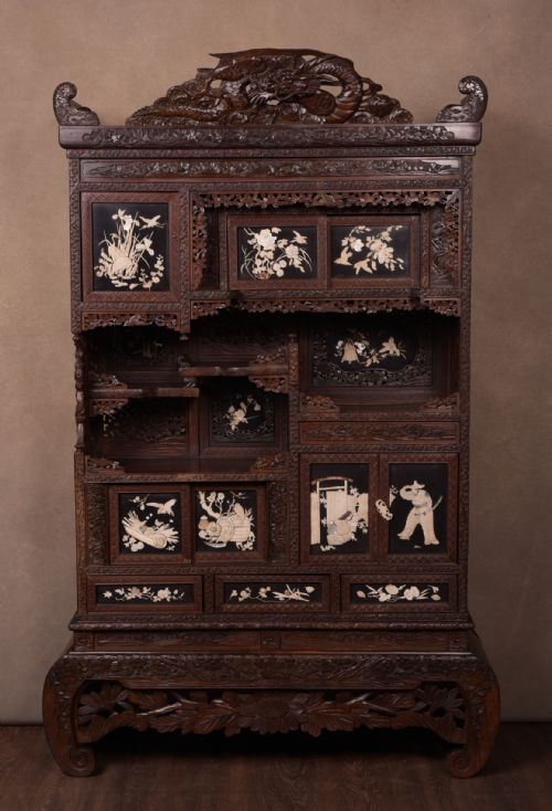 Late 19th Century Japanese Carved Shadona Cabinet