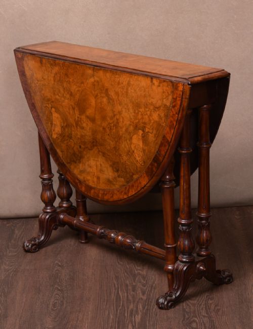 Stunning Victorian Burr Walnut Sutherland Drop Leaf Table