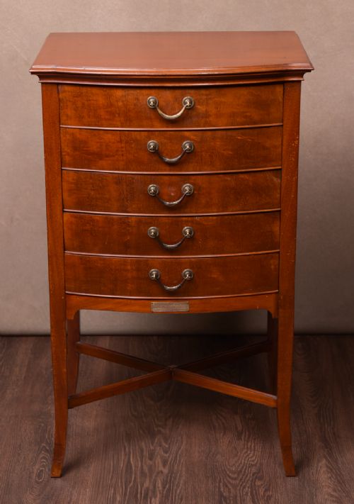 Edwardian Bow Fronted Music / Filing Chest of Drawers