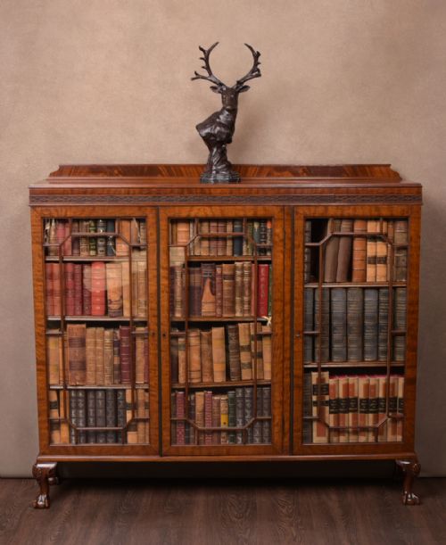 Excellent Quality Edwardian Mahogany  3 Door Bookcase