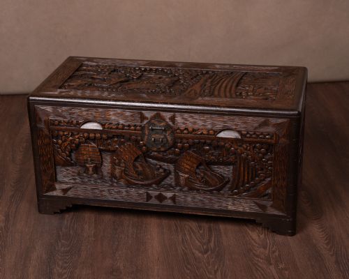 Chinese Carved Camphor Wood Blanket Box