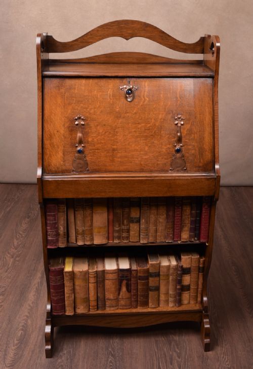 Liberty Style Arts and Crafts Oak Bureau Bookcase