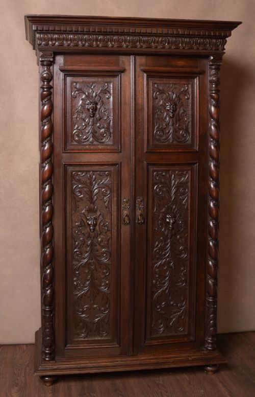 Impressive 19th Century Carved Oak Hall Robe