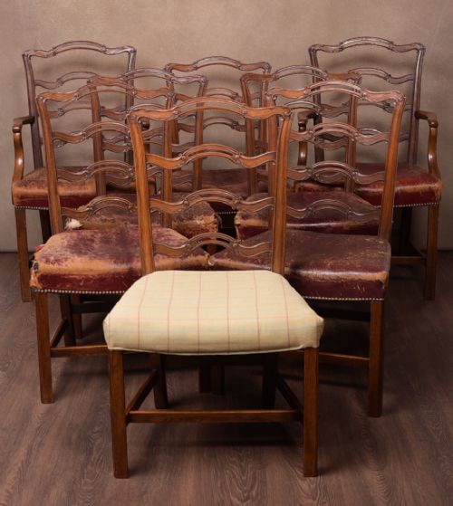 Set of 8 19th Century Oak Dining Room Chairs